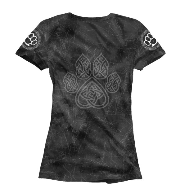 Женская футболка с притом Кастет в славянском символе воина цвета Белый Женская футболка с изображением Кастет в славянском символе воина цвета Белый