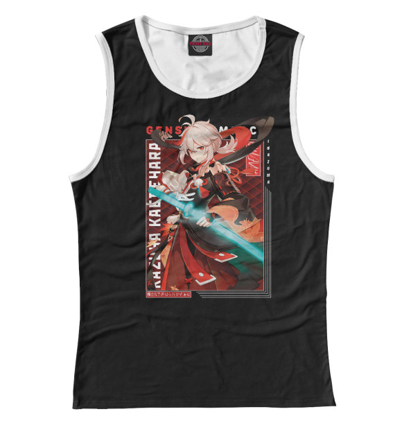 Майка для девочки с притом Кадзуха. Genshin Impact цвета Белый Майка для девочки с изображением Кадзуха. Genshin Impact цвета Белый