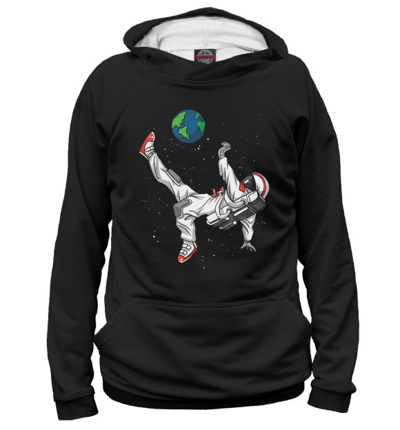 Женское худи с изображением Space Astronaut Soccer цвета Белый
