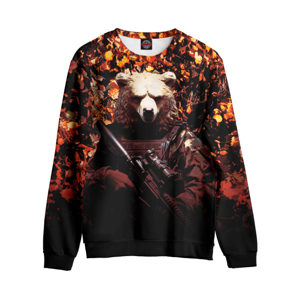 Женский свитшот с изображением Медведь с автоматом цвета Белый