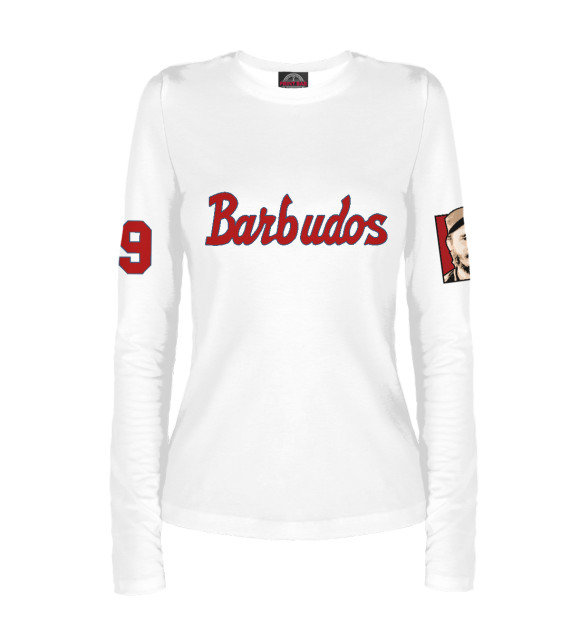 Женский лонгслив с изображением Barbudos (Бородачи) цвета Белый