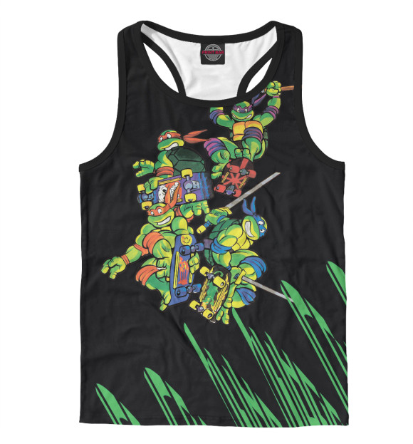 Мужская майка-борцовка с изображением Черепашки-ниндзя цвета Белый