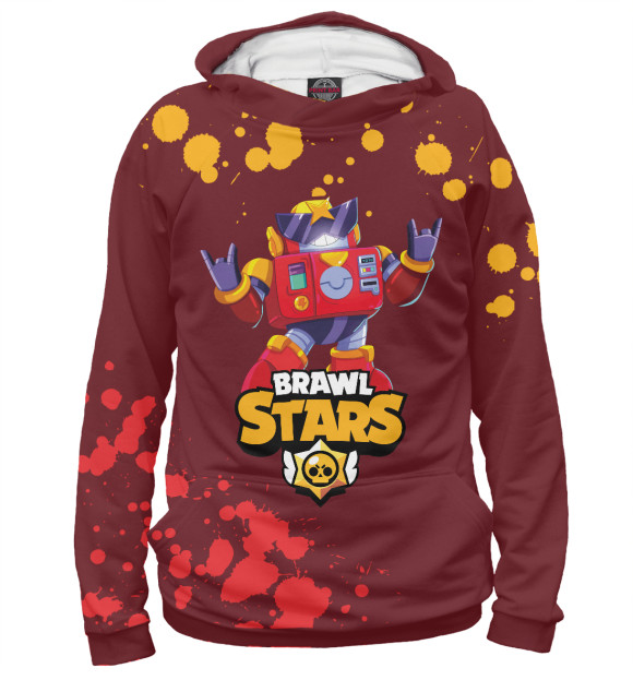 Мужское худи с изображением Brawl Stars Surge (Бравл Старс) цвета Белый