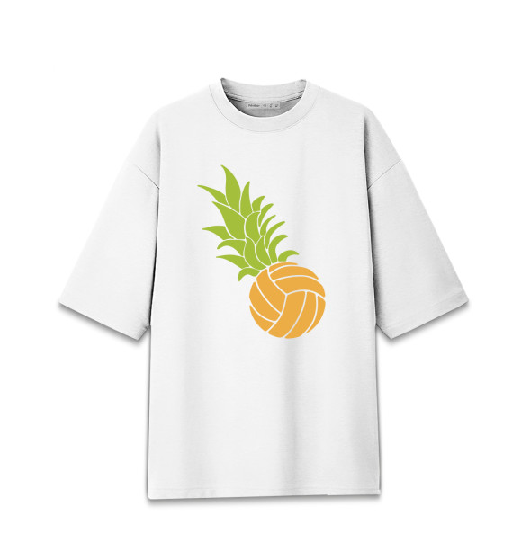 Мужская футболка оверсайз с изображением Волейбольный ананас цвета Белый