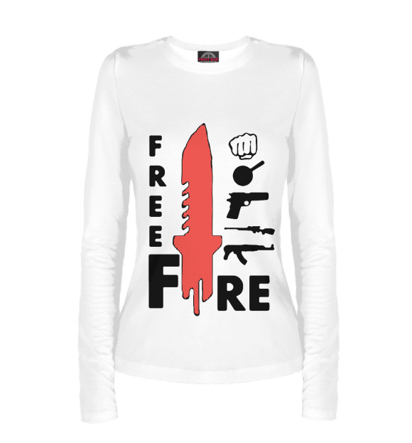 Женский лонгслив с изображением Garena Free Fire цвета Белый