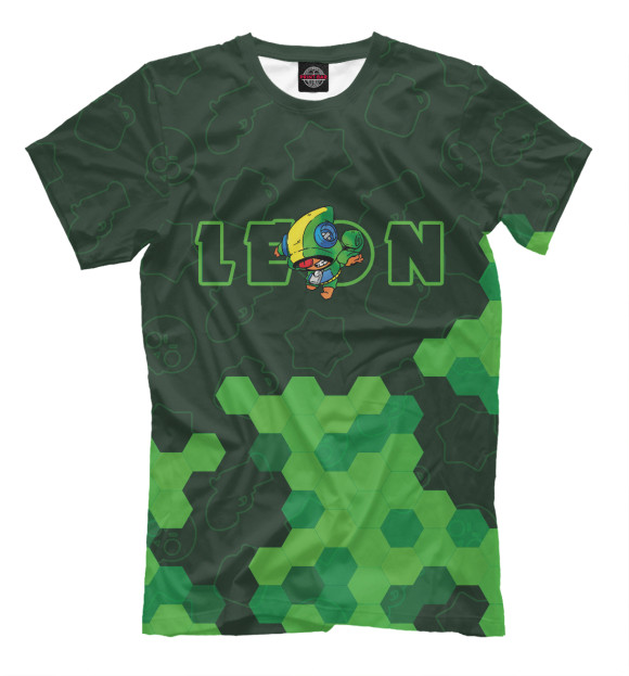 Мужская футболка с изображением Brawl Stars Leon / Леон цвета Белый