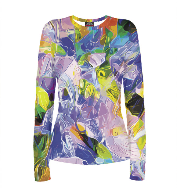 Женский лонгслив с изображением Floral pattern цвета Белый