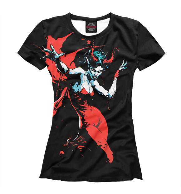 Женская футболка с изображением Ведьма демон цвета Белый