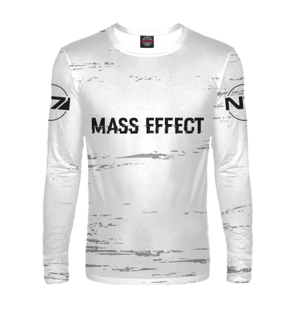 Мужской лонгслив с изображением Mass Effect Glitch Black цвета Белый