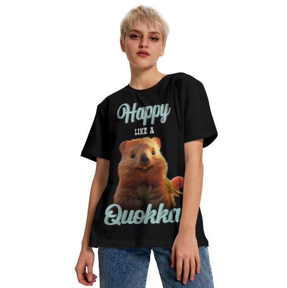 Женская футболка с изображением Happy like a Quokka цвета Белый
