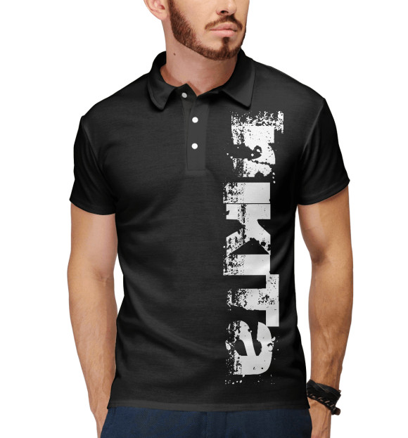 Мужское поло с изображением Никита (брызги красок) цвета Белый