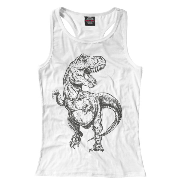 Женская майка-борцовка с изображением Динозавр цвета Белый