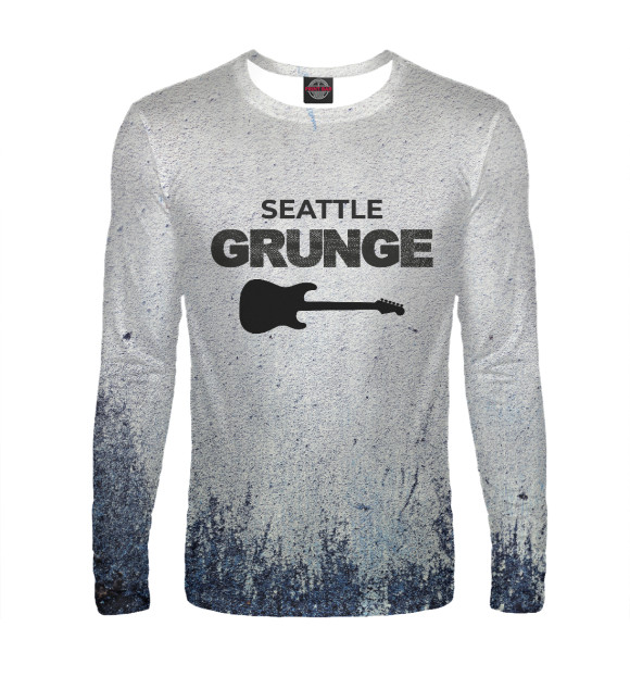Мужской лонгслив с изображением Seattle grunge цвета Белый