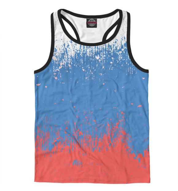 Мужская майка-борцовка с изображением Флаг России цвета Белый