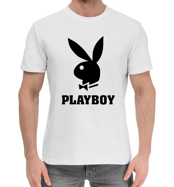 Мужская хлопковая футболка с изображением PLAYBOY цвета Белый