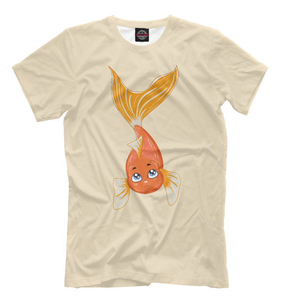 Мужская футболка с изображением Золотая рыбка цвета Белый