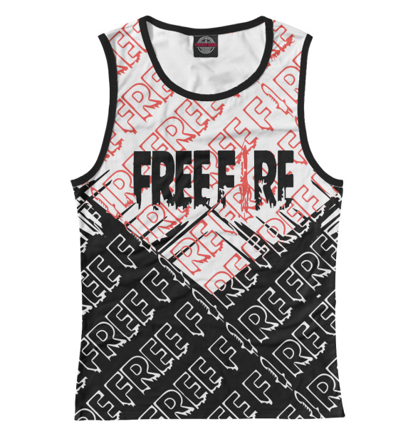 Женская майка с притом Garena Free Fire цвета Белый Женская майка с изображением Garena Free Fire цвета Белый