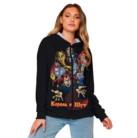 Женская зип-худи с изображением Король и Шут цвета Белый