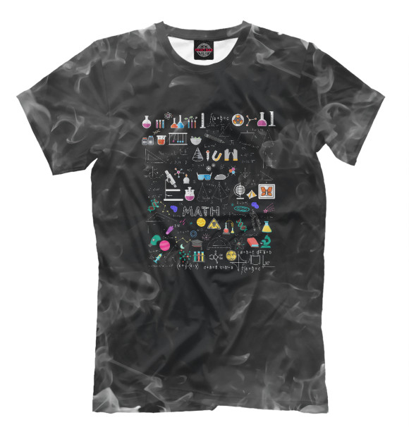 Мужская футболка с изображением Science Physics Math Chemis цвета Белый