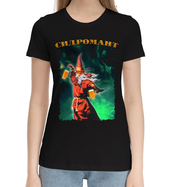 Женская хлопковая футболка с изображением Сидромант цвета Черный
