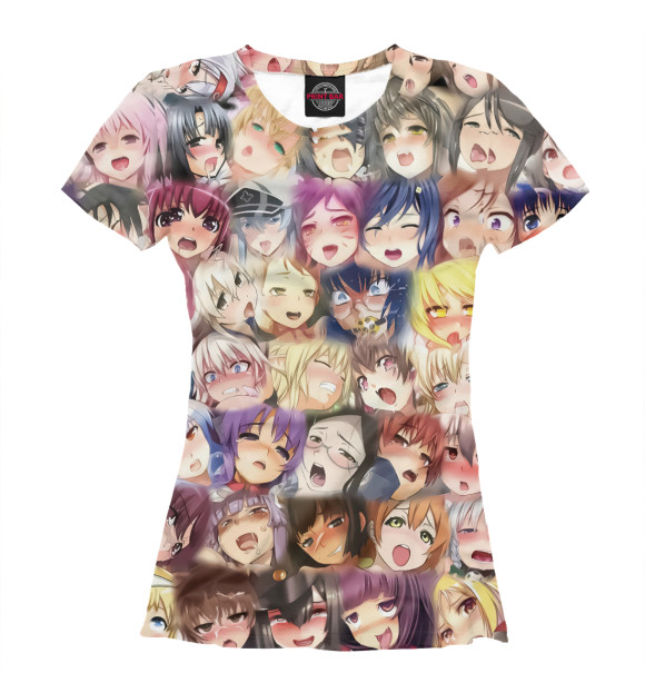 Футболка для девочек с изображением Ahegao цвета Белый