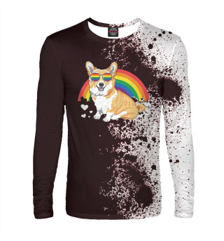 Лонгслив для мальчика Corgi With Rainbow