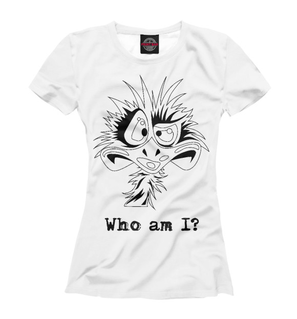 Женская футболка с изображением Who am I? цвета Белый