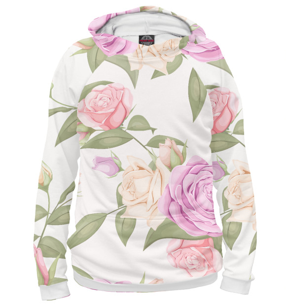 Женское худи с изображением Rose pattern цвета Белый