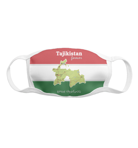 Маска тканевая с изображением Таджикистан цвета Белый