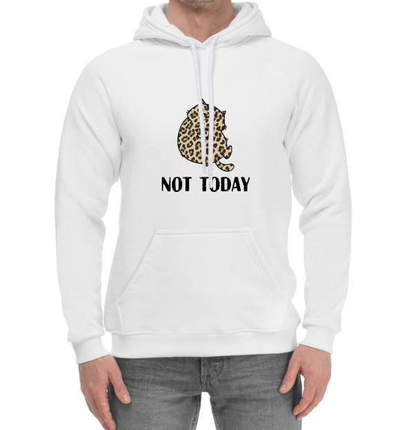 Мужской хлопковый худи с изображением not today цвета Белый