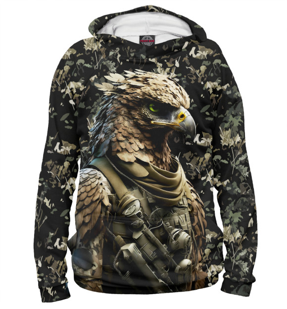 Женское худи с изображением Орел боец спецназа цвета Белый