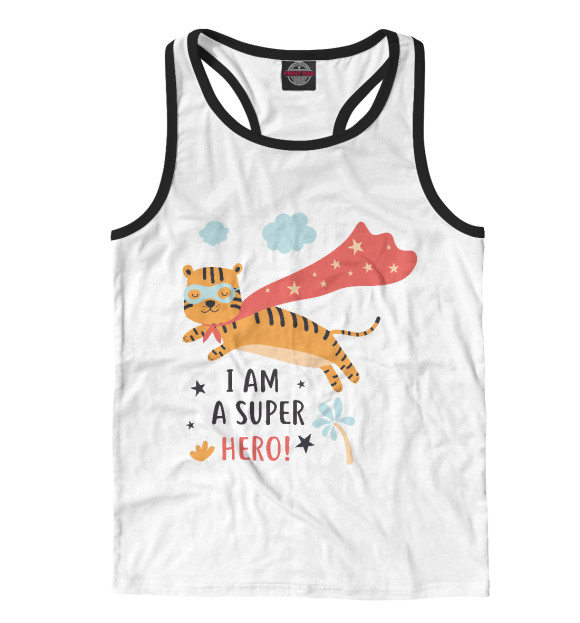 Мужская майка-борцовка с изображением Я Супергерой цвета Белый