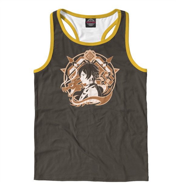 Мужская майка-борцовка с изображением Genshin Impact - Zhongli цвета Белый