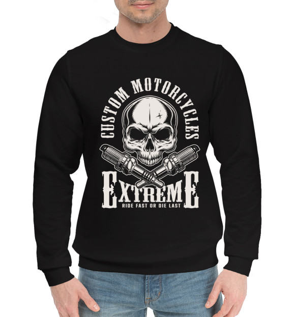 Мужской хлопковый свитшот с изображением Мото сервис цвета Черный