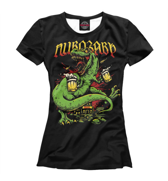 Футболка для девочек с изображением ПИВОЗАВР цвета Белый