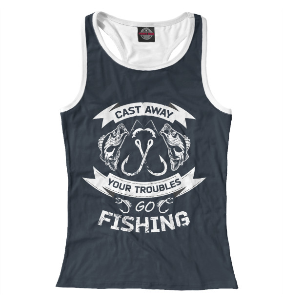 Женская майка-борцовка с изображением Рыбалка цвета Белый