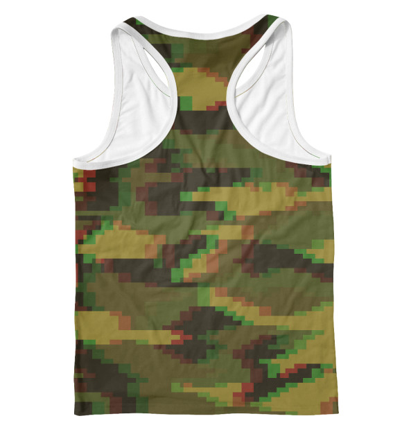 Мужская майка-борцовка с изображением Полевой камуфляж цвета Белый