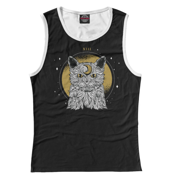 Майка для девочки с изображением Мистический кот цвета Белый