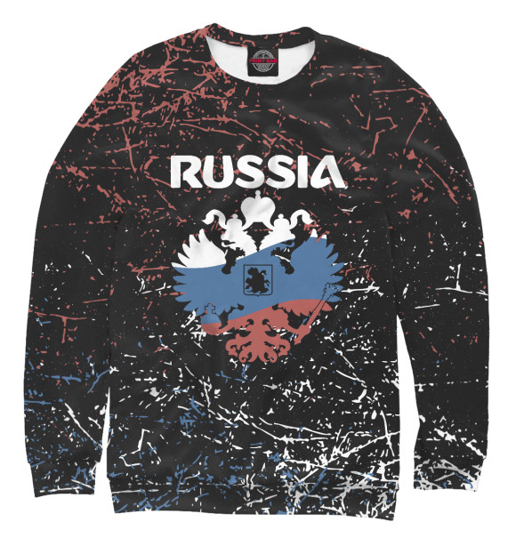Свитшот для девочек с изображением RUSSIA цвета Белый