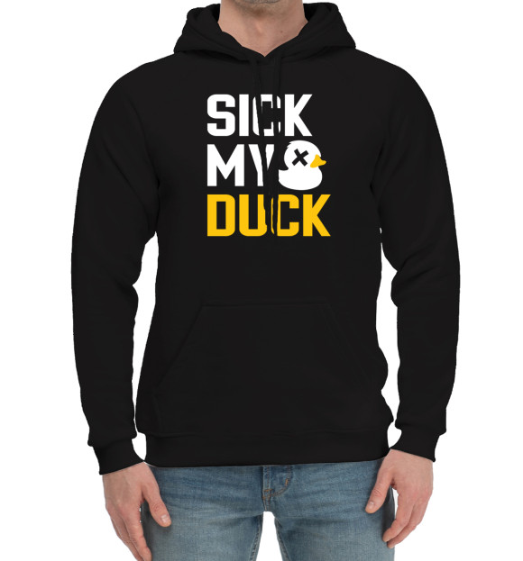 Мужской хлопковый худи с изображением Sick my duck цвета Черный