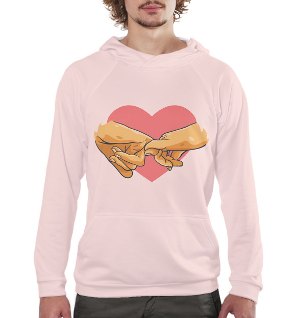 Мужское худи с изображением Сердце цвета Белый