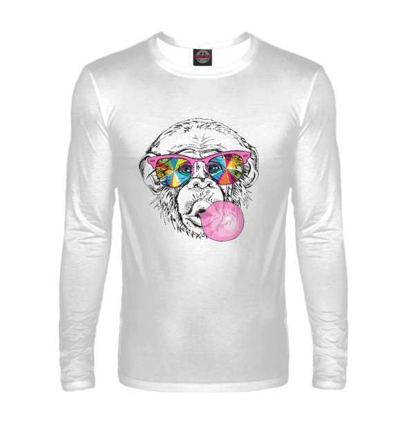 Мужской лонгслив с изображением Monkey цвета Белый