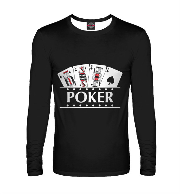 Мужской лонгслив с изображением Покер цвета Белый