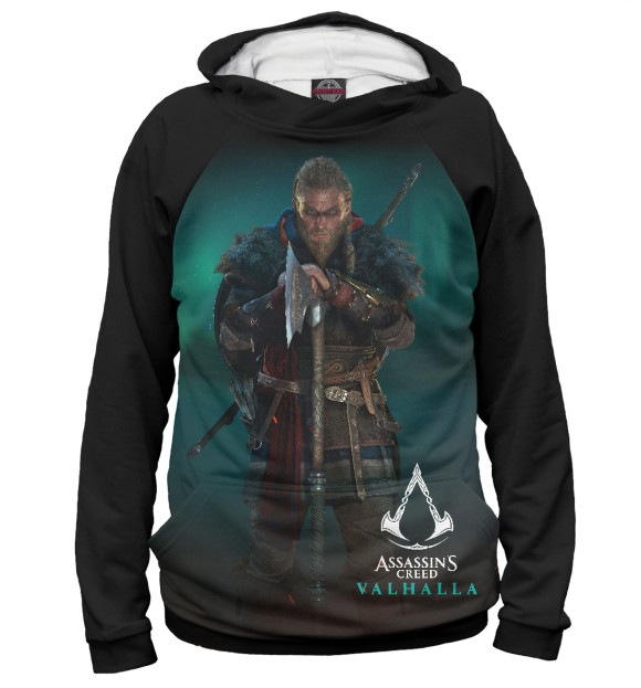 Мужское худи с изображением Assassin's Creed Valhalla цвета Белый