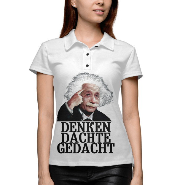 Женское поло с изображением Думать цвета Белый