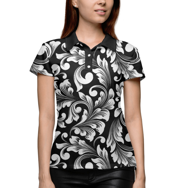 Женское поло с изображением Природный орнамент цвета Белый