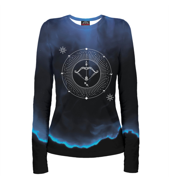 Женский лонгслив с изображением Sagittarius zodiac sign цвета Белый
