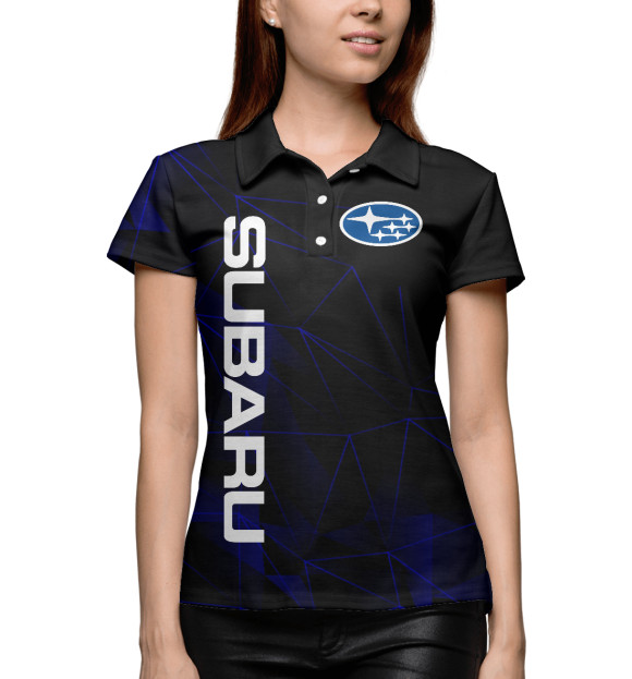 Женское поло с изображением Subaru | Субару цвета Белый