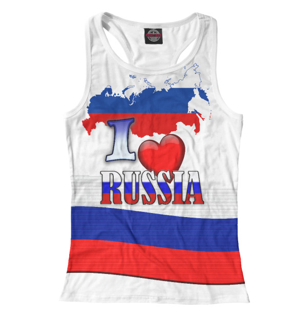 Женская майка-борцовка с изображением LOVE РОССИЯ цвета Белый