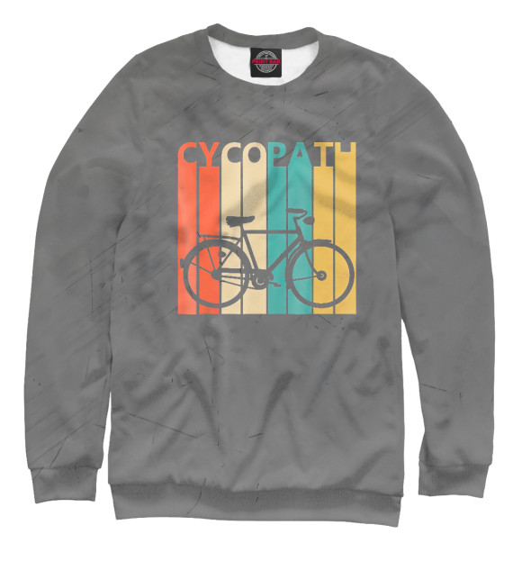 Женский свитшот с изображением Cycopath   Funny Bicycle Hu цвета Белый